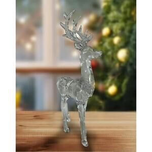 NEW! Acrylic Deer Christmas Tabletop Decor Clear Lucite 13.38" Holiday Reindeer